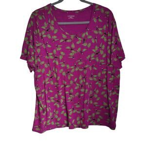 Catherines Plus Sz 2X 22/24W Purple Parrot Tucan Print Short Sleeve T Shirt